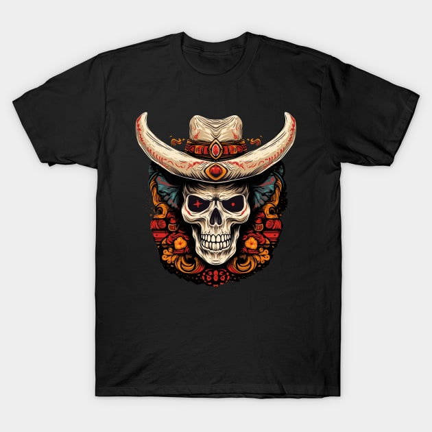 Retro Cowboy Skull T-Shirt by TOKEBI